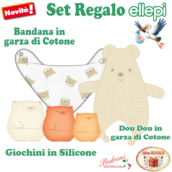 ELLEPI SET REGALO Bandana-DouDou in garza-Giochini CR1030 Beige